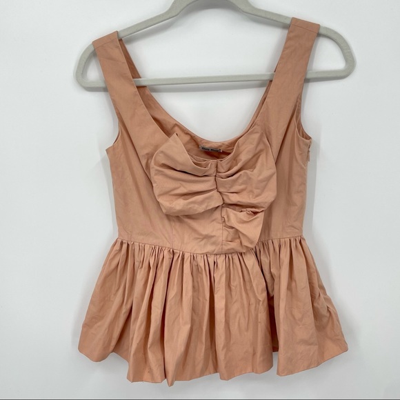 Miu Miu Tops - Miu Miu pink Coral ruffle peplum bow top Blouse Sz 40